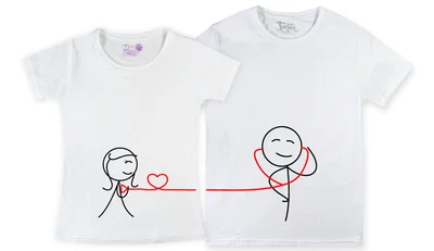 Прикольные футболки: парные - мальчик слушает девочку